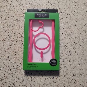 Kate Spade New York iPhone 16 Magsafe Pink & Clear Wavy Protective Phone Case